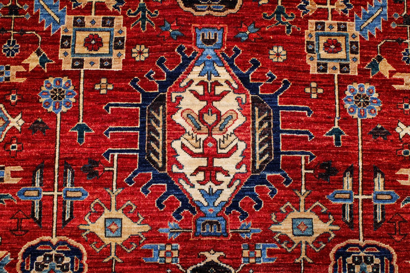 9x13 Red and Navy Traditional Rug