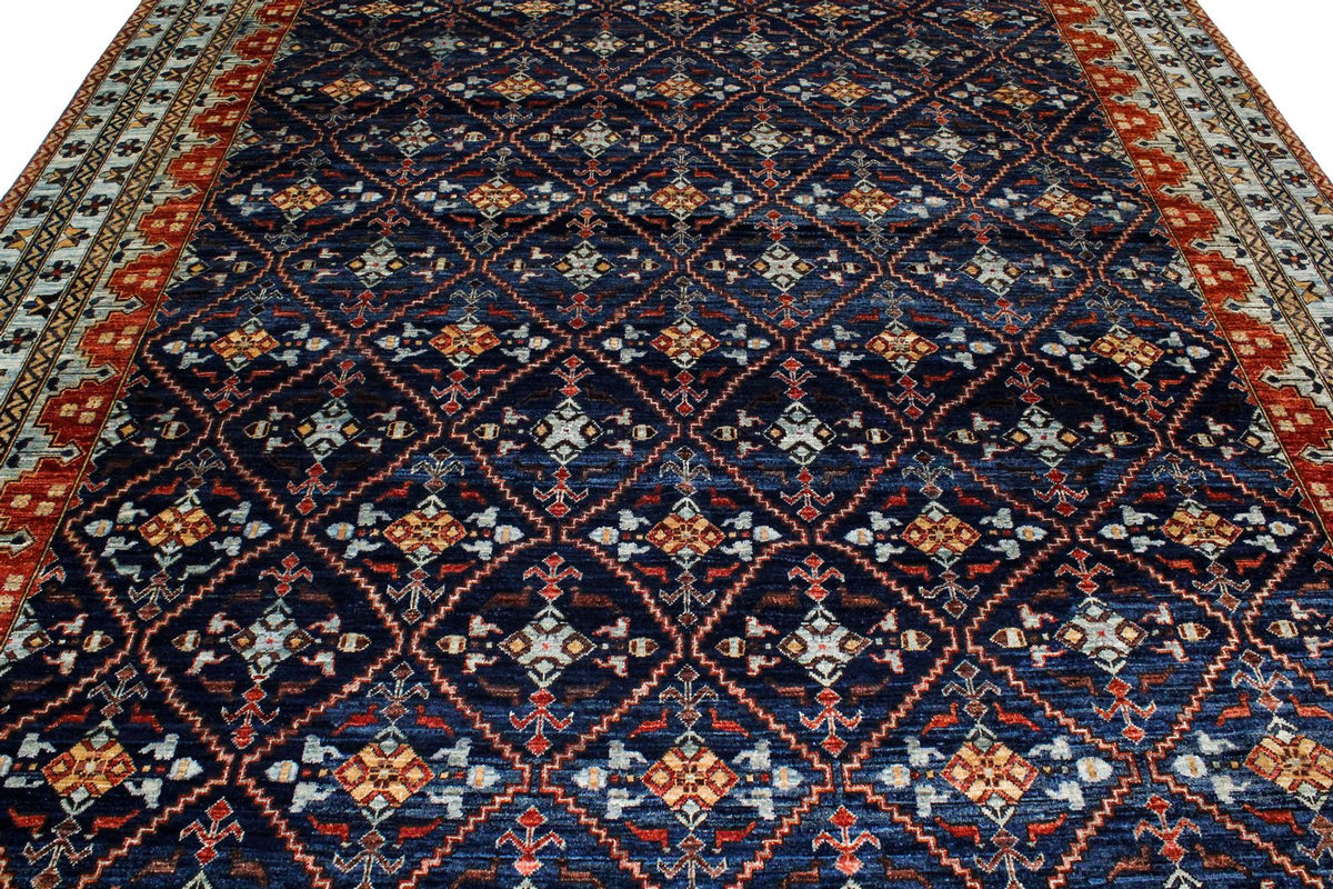 8x10 Navy and Blue Traditional Rug