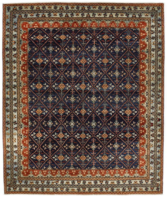 8x10 Navy and Blue Traditional Rug