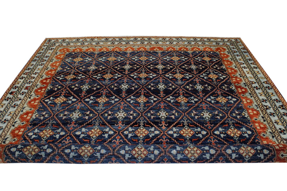 8x10 Navy and Blue Traditional Rug