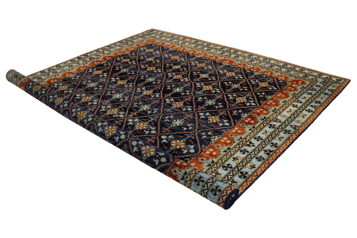 8x10 Navy and Blue Traditional Rug
