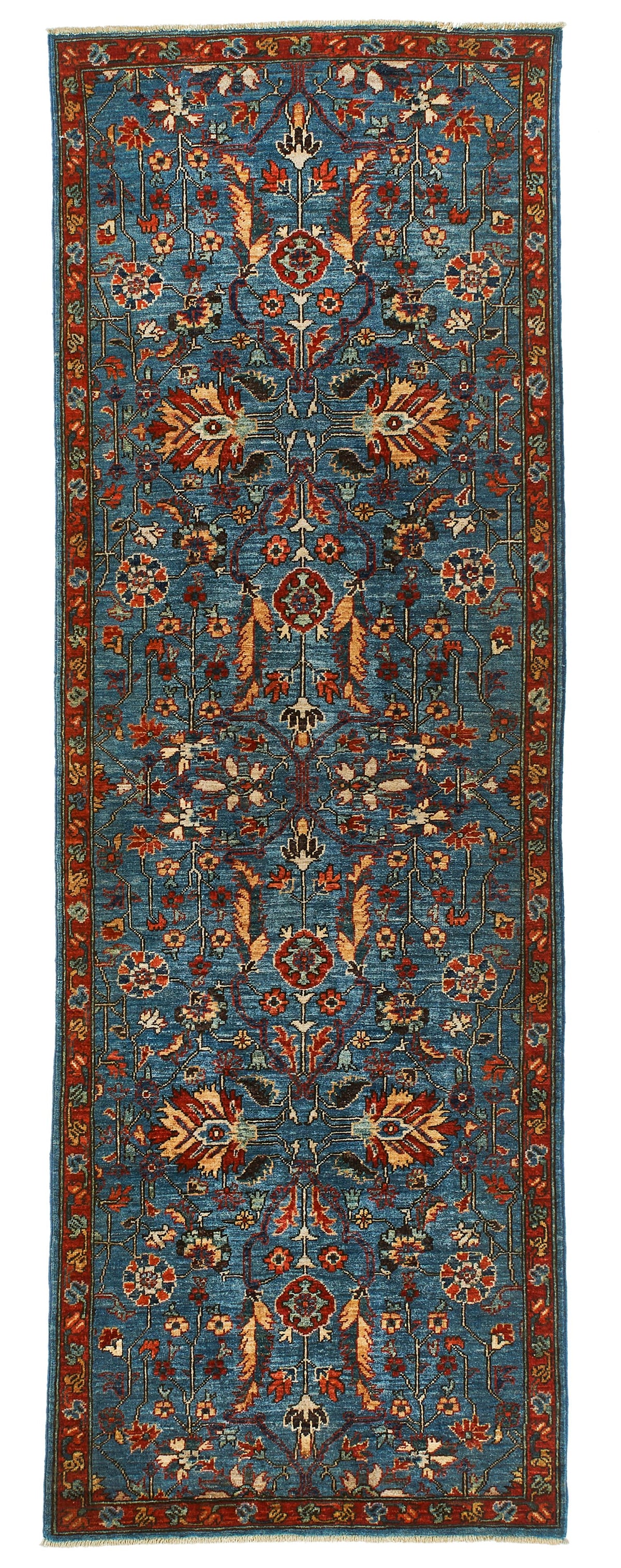 3x8 Blue and Rust Traditional Runner