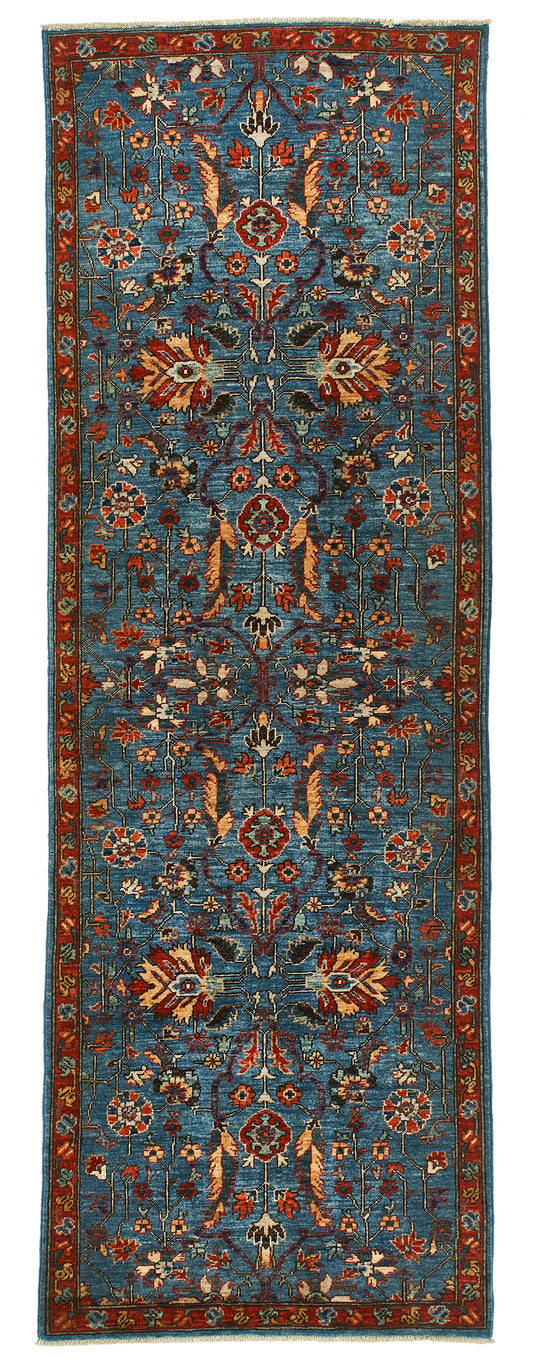 3x8 Blue and Rust Traditional Runner