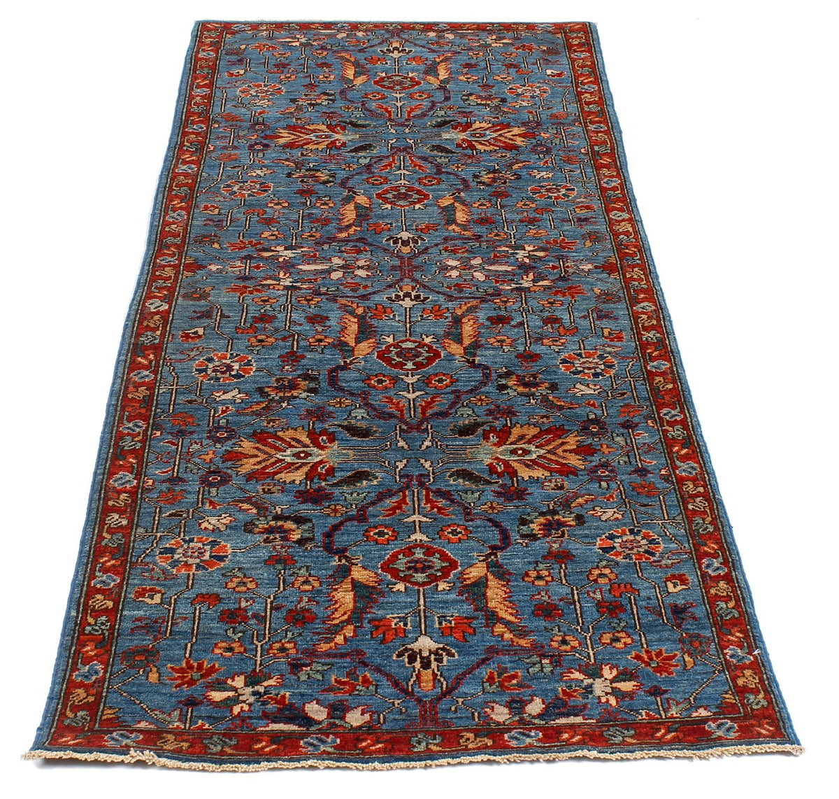 3x8 Blue and Rust Traditional Runner