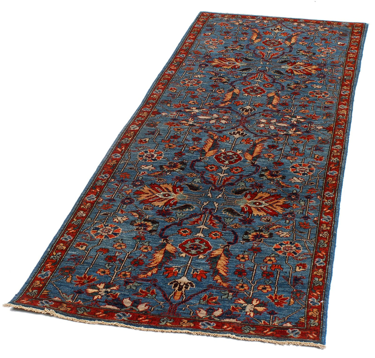 3x8 Blue and Rust Traditional Runner