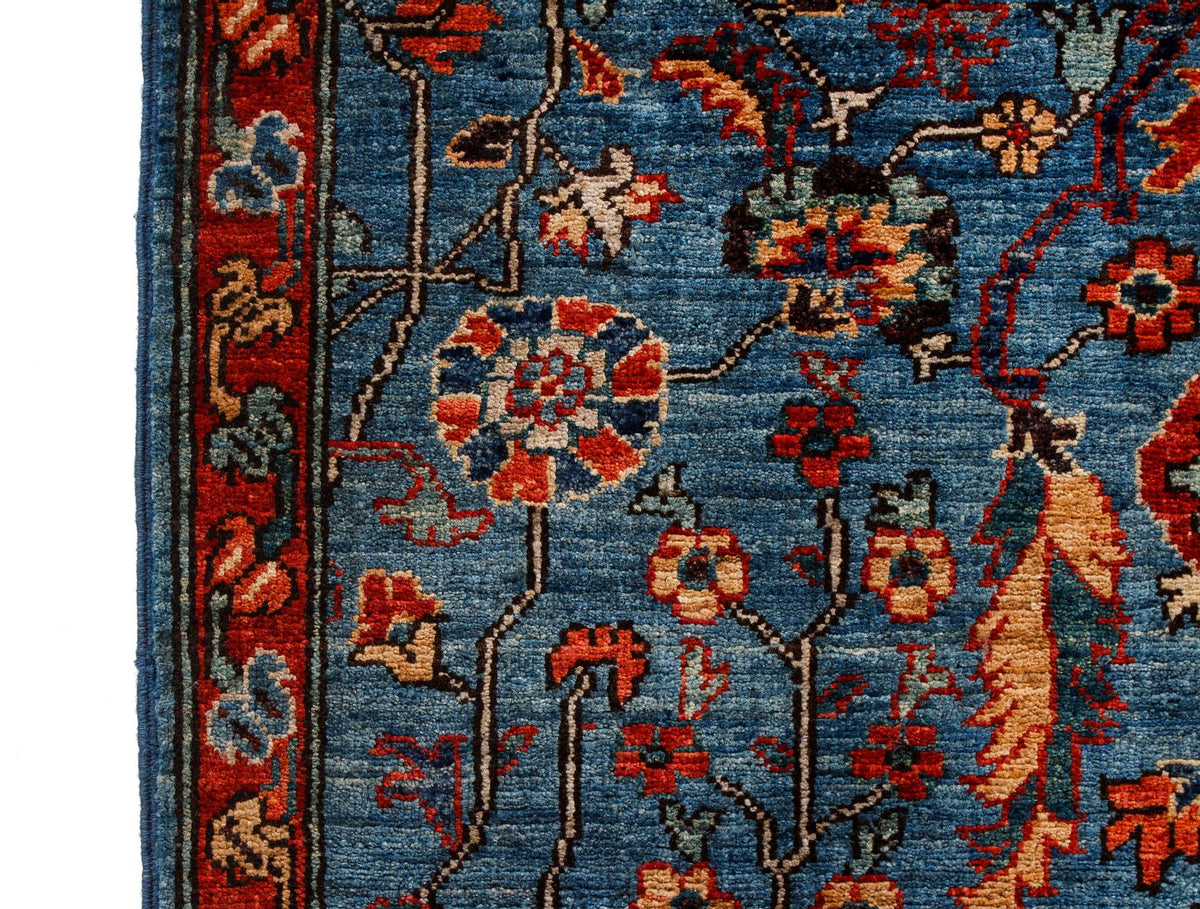 3x8 Blue and Rust Traditional Runner