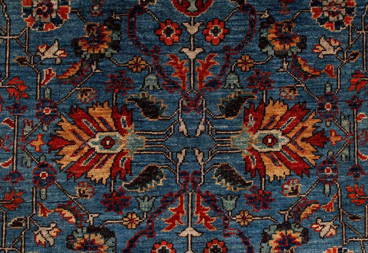 3x8 Blue and Rust Traditional Runner
