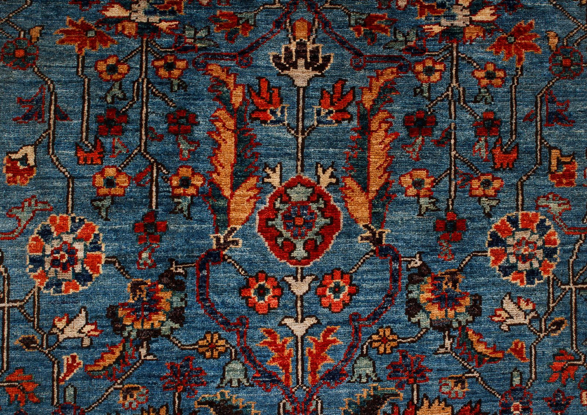 3x8 Blue and Rust Traditional Runner