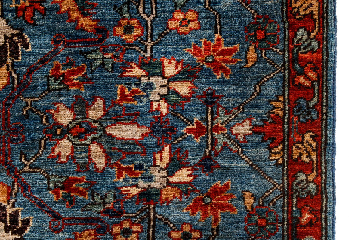 3x8 Blue and Rust Traditional Runner