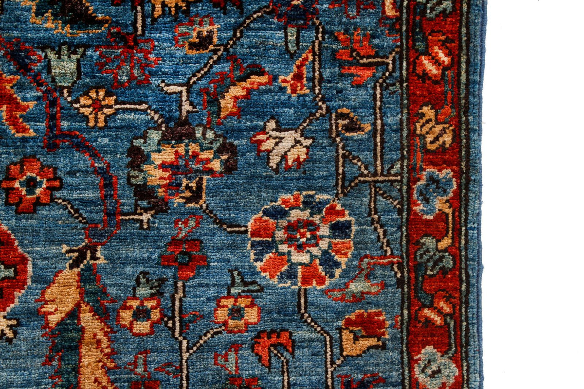 3x8 Blue and Rust Traditional Runner