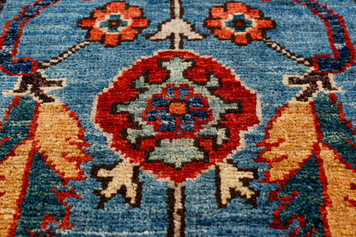 3x8 Blue and Rust Traditional Runner