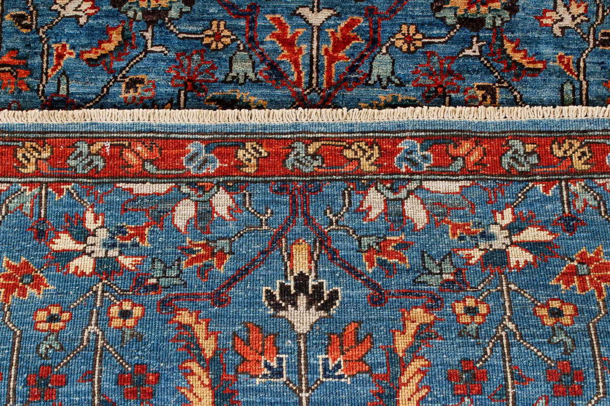 3x8 Blue and Rust Traditional Runner