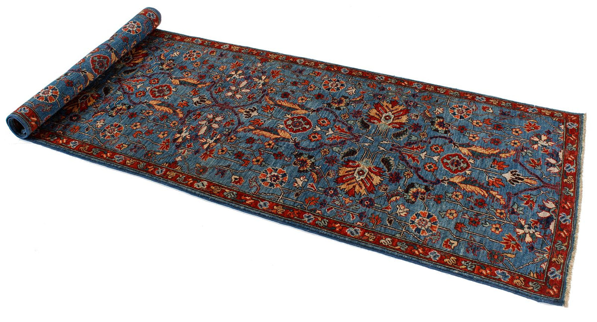 3x8 Blue and Rust Traditional Runner