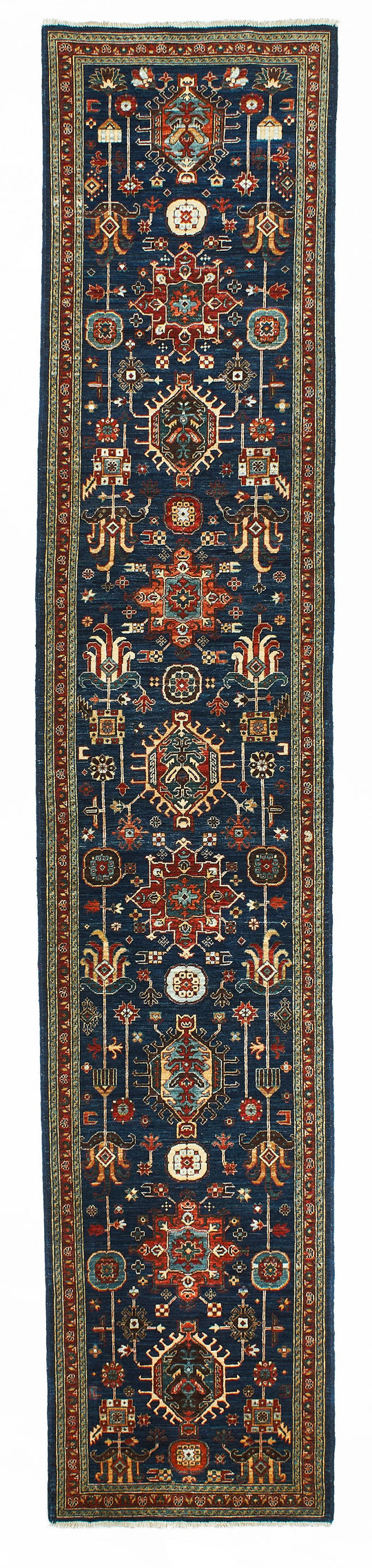 3x14 Navy and Red Traditional Runner