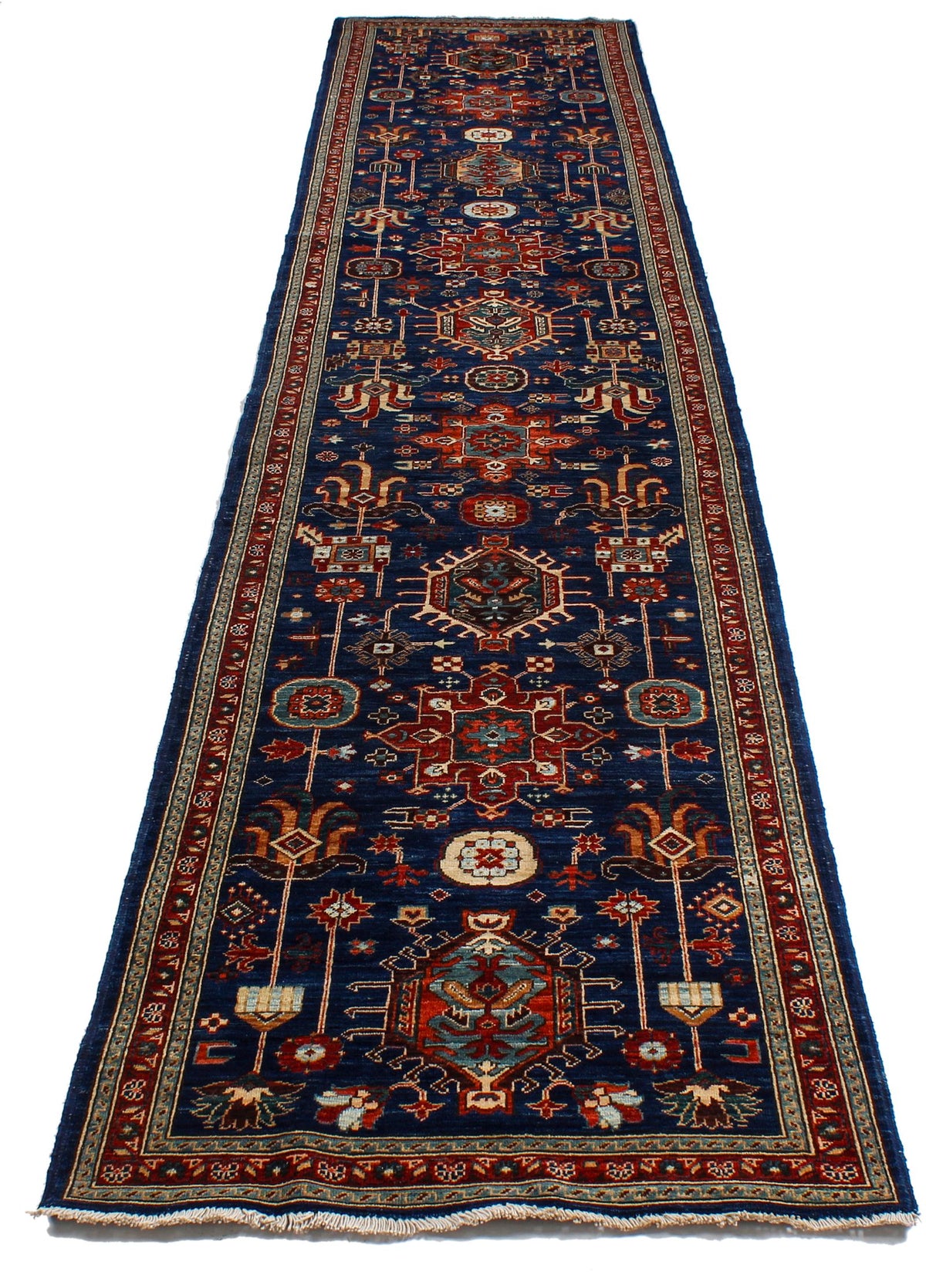 3x14 Navy and Red Traditional Runner