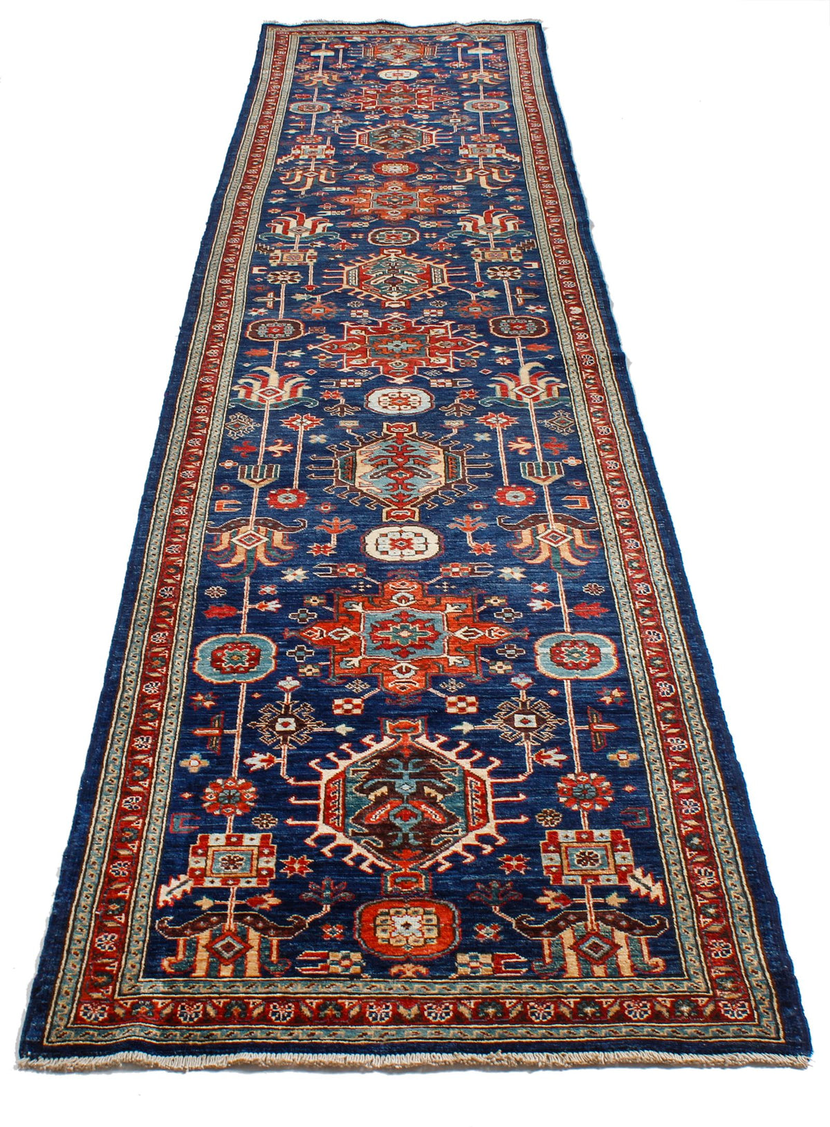 3x14 Navy and Red Traditional Runner