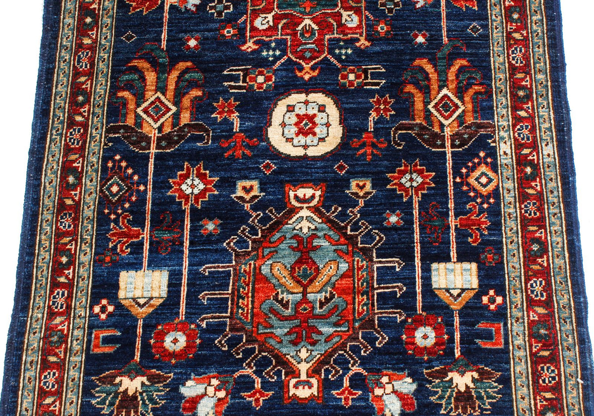 3x14 Navy and Red Traditional Runner