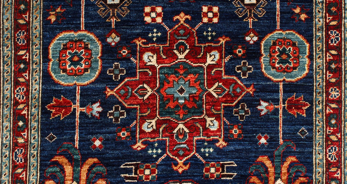 3x14 Navy and Red Traditional Runner