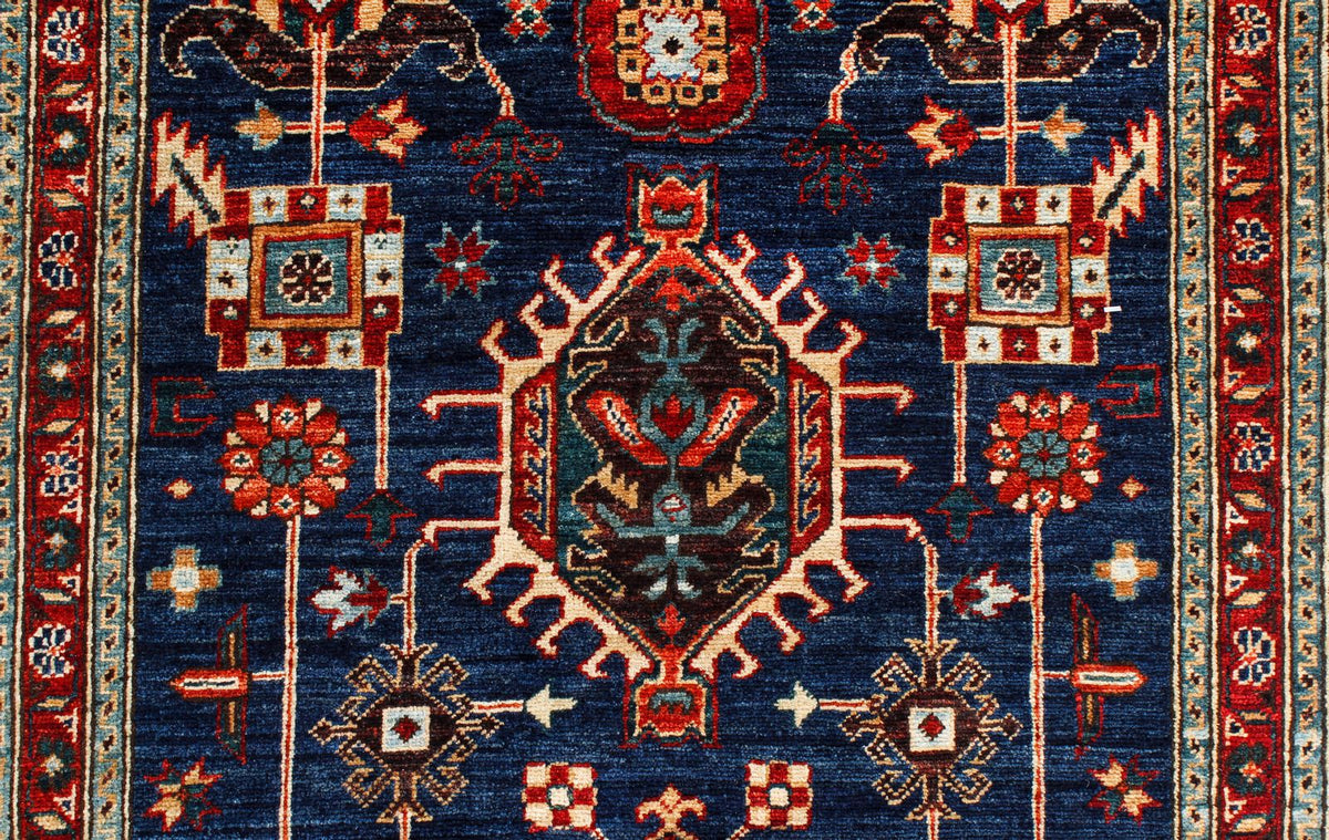 3x14 Navy and Red Traditional Runner