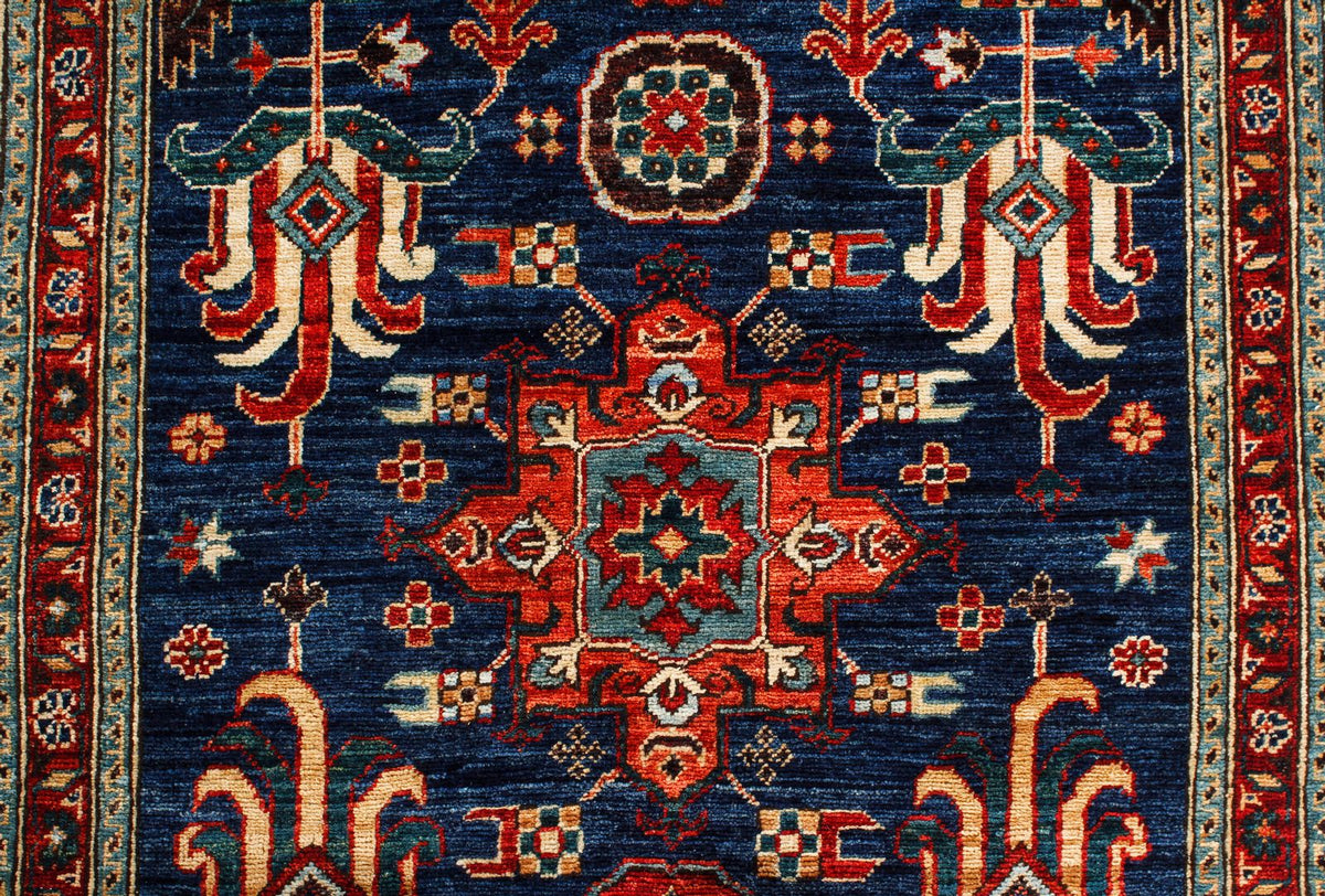 3x14 Navy and Red Traditional Runner