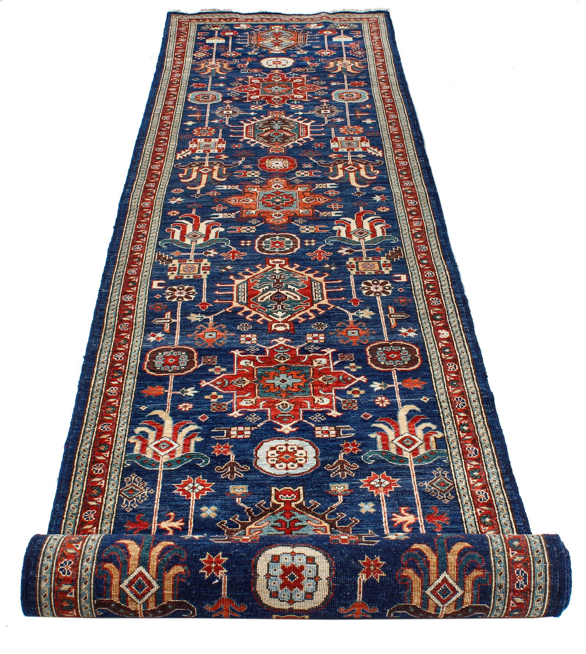 3x14 Navy and Red Traditional Runner