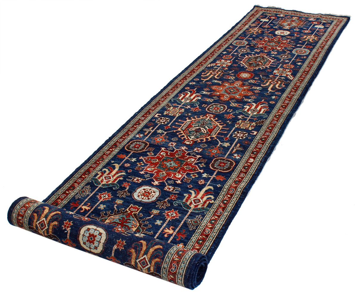 3x14 Navy and Red Traditional Runner