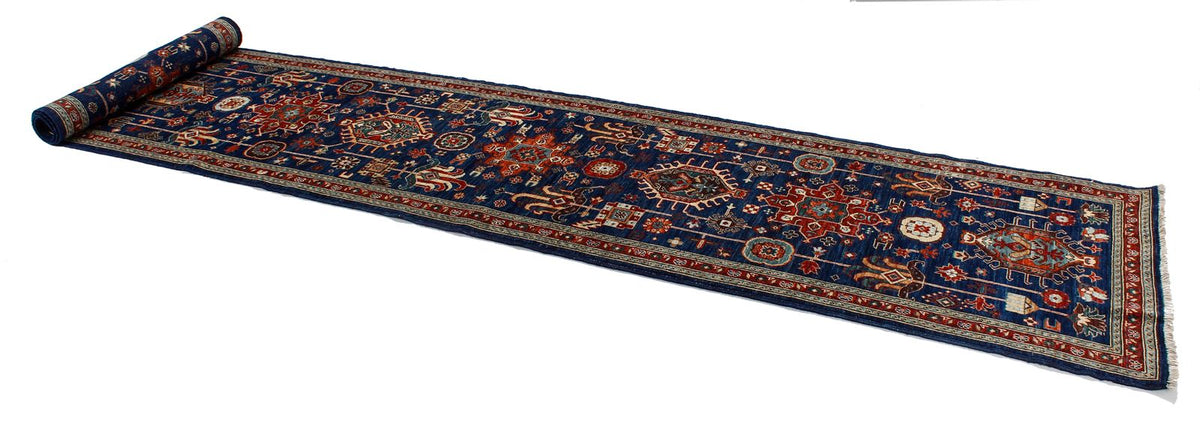 3x14 Navy and Red Traditional Runner