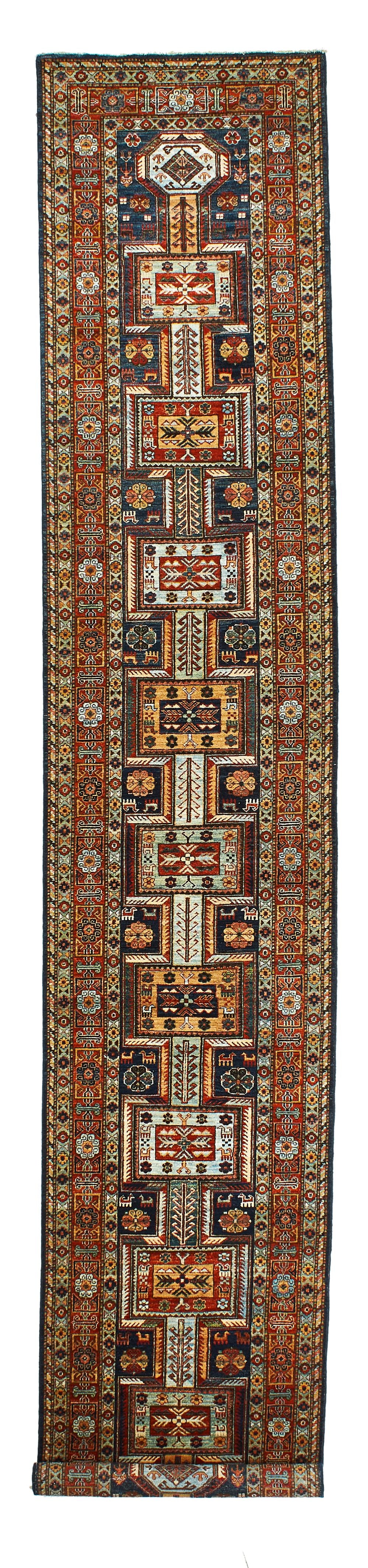 3x15 Navy and Red Traditional Runner