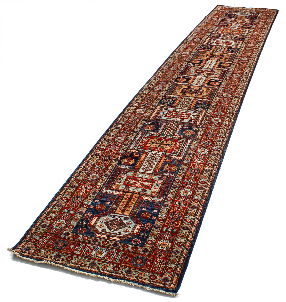 3x15 Navy and Red Traditional Runner