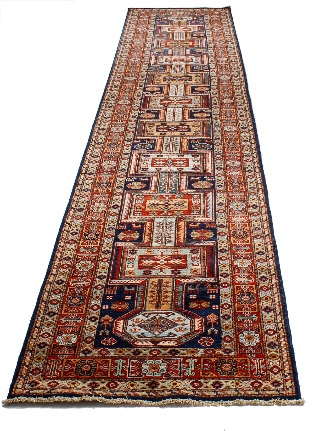3x15 Navy and Red Traditional Runner