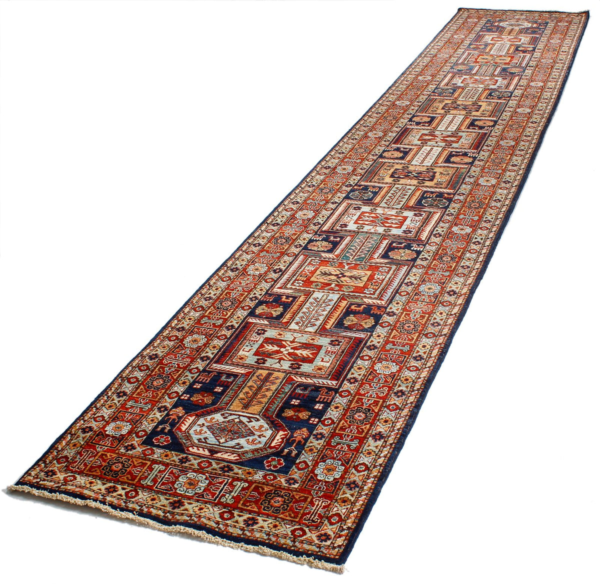 3x15 Navy and Red Traditional Runner
