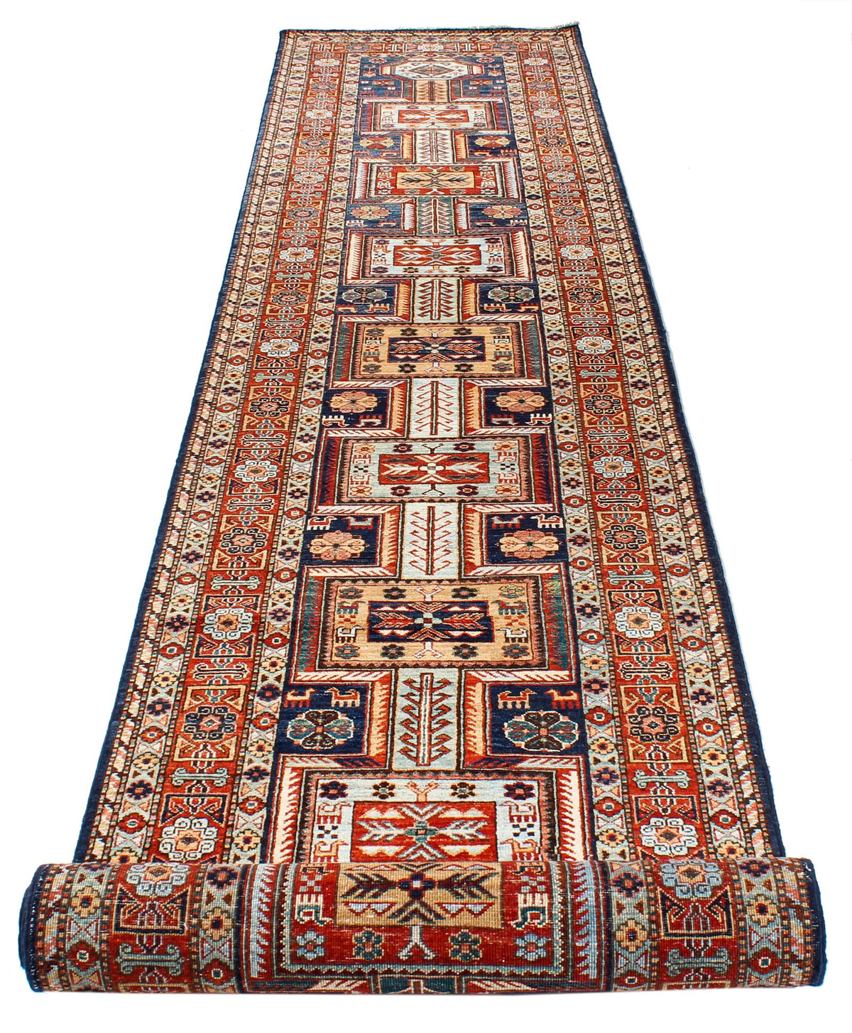 3x15 Navy and Red Traditional Runner