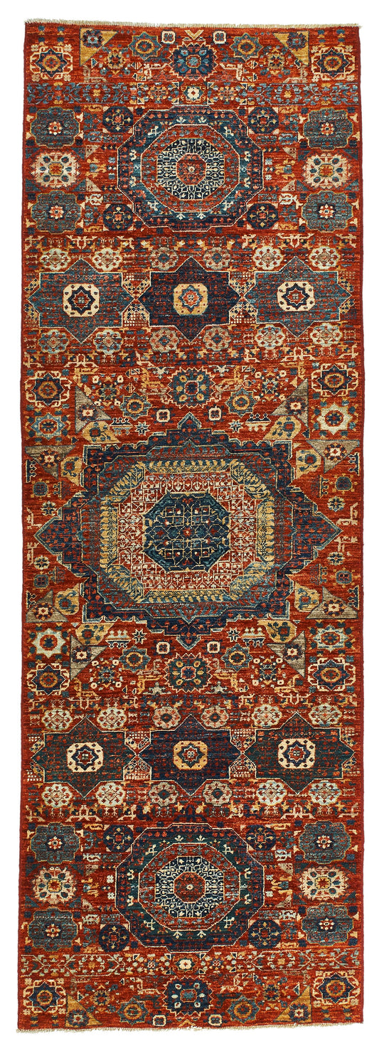 3x8 Red and Multicolor Turkish Tribal Runner