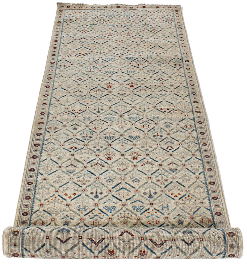3x8 Ivory and Multicolor Traditional Runner