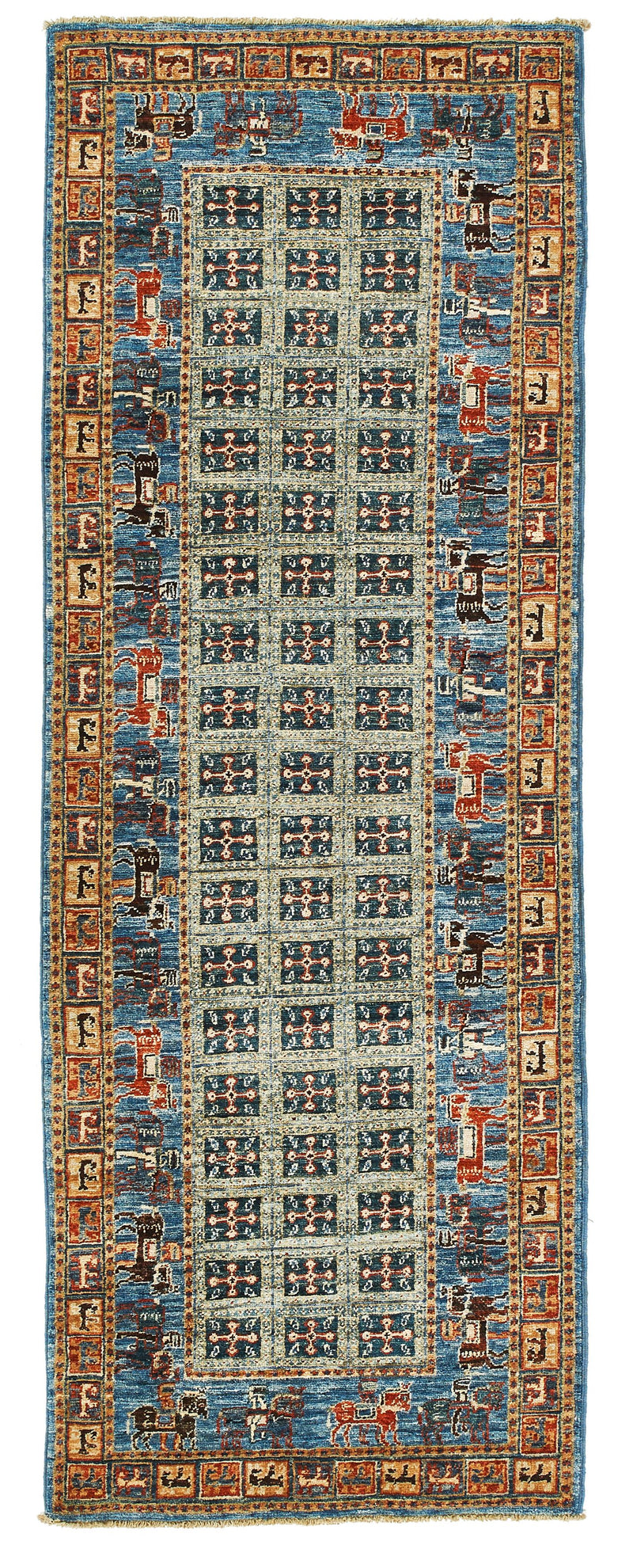 2x6 Green and Blue Traditional Runner