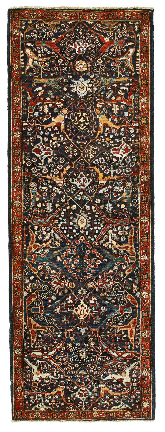2x7 Navy and Red Anatolian Traditional Runner