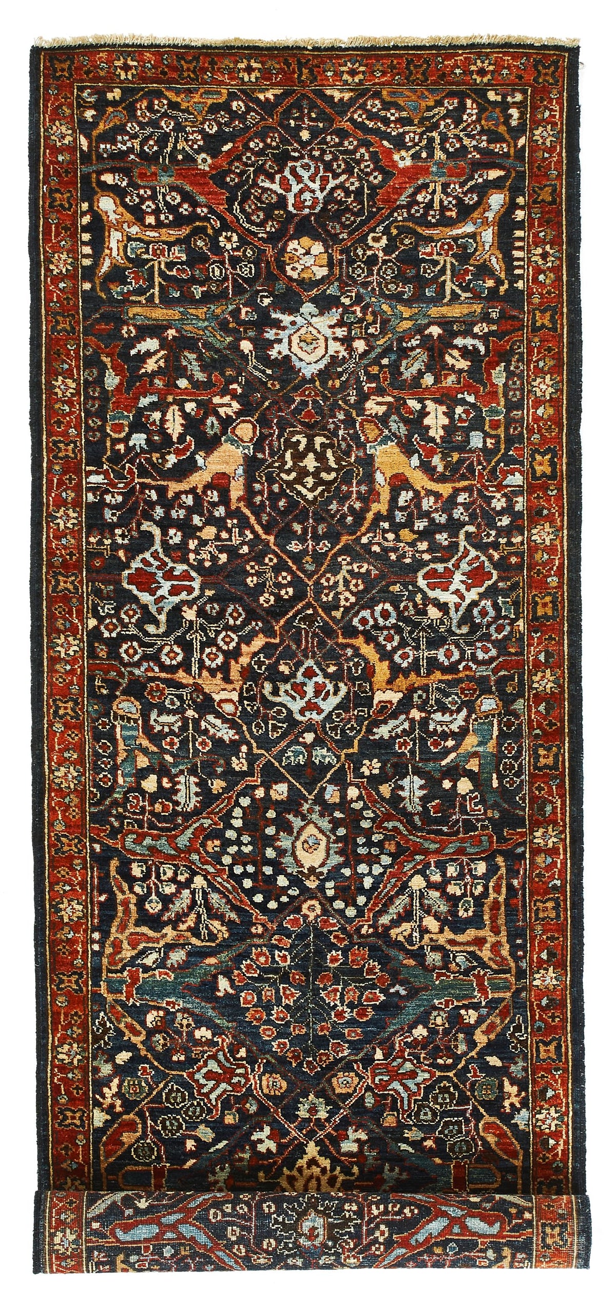 2x7 Navy and Red Anatolian Traditional Runner
