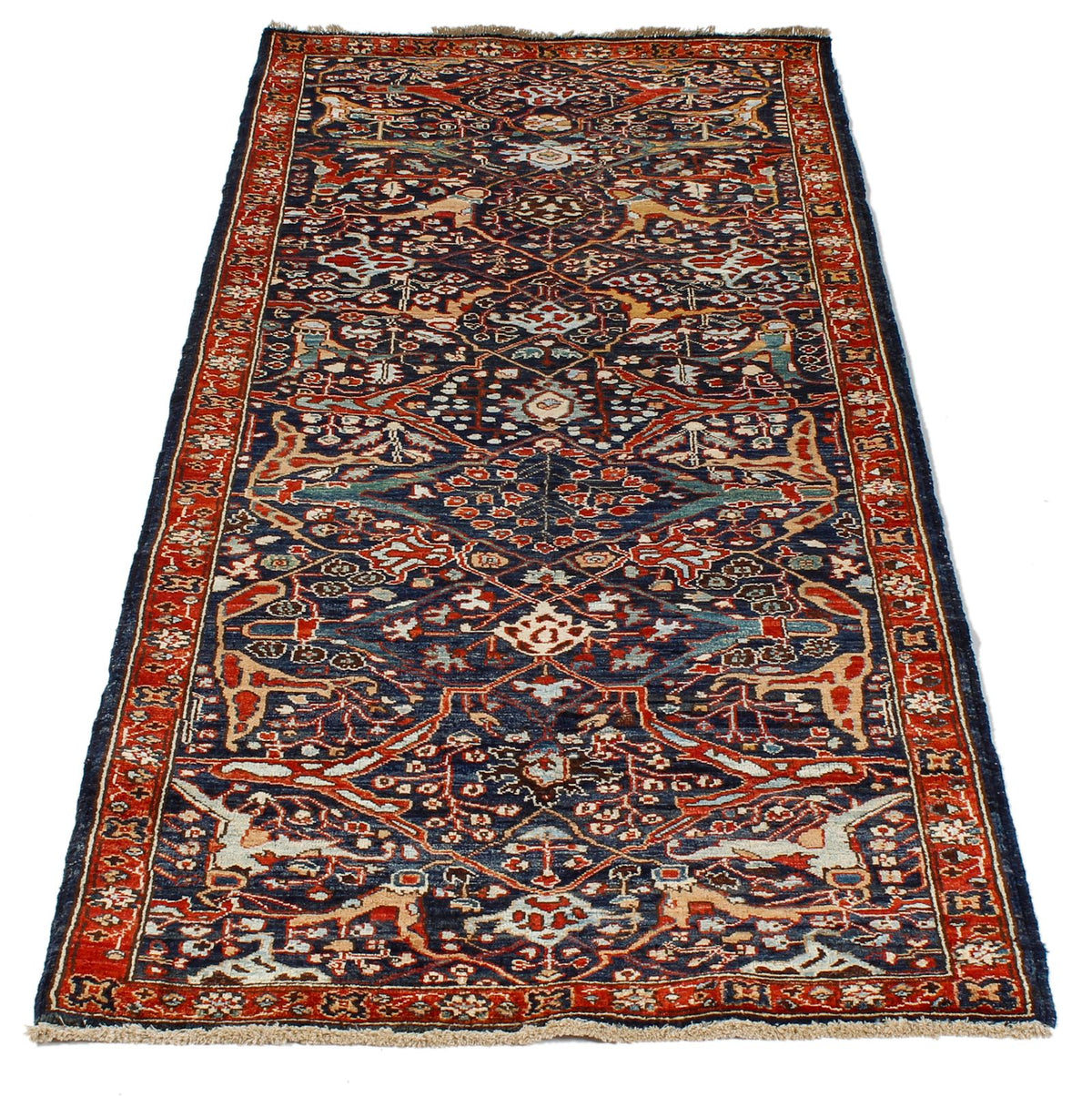 2x7 Navy and Red Anatolian Traditional Runner