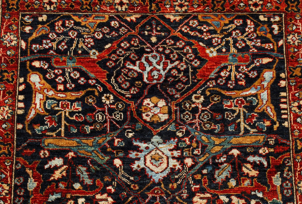 2x7 Navy and Red Anatolian Traditional Runner
