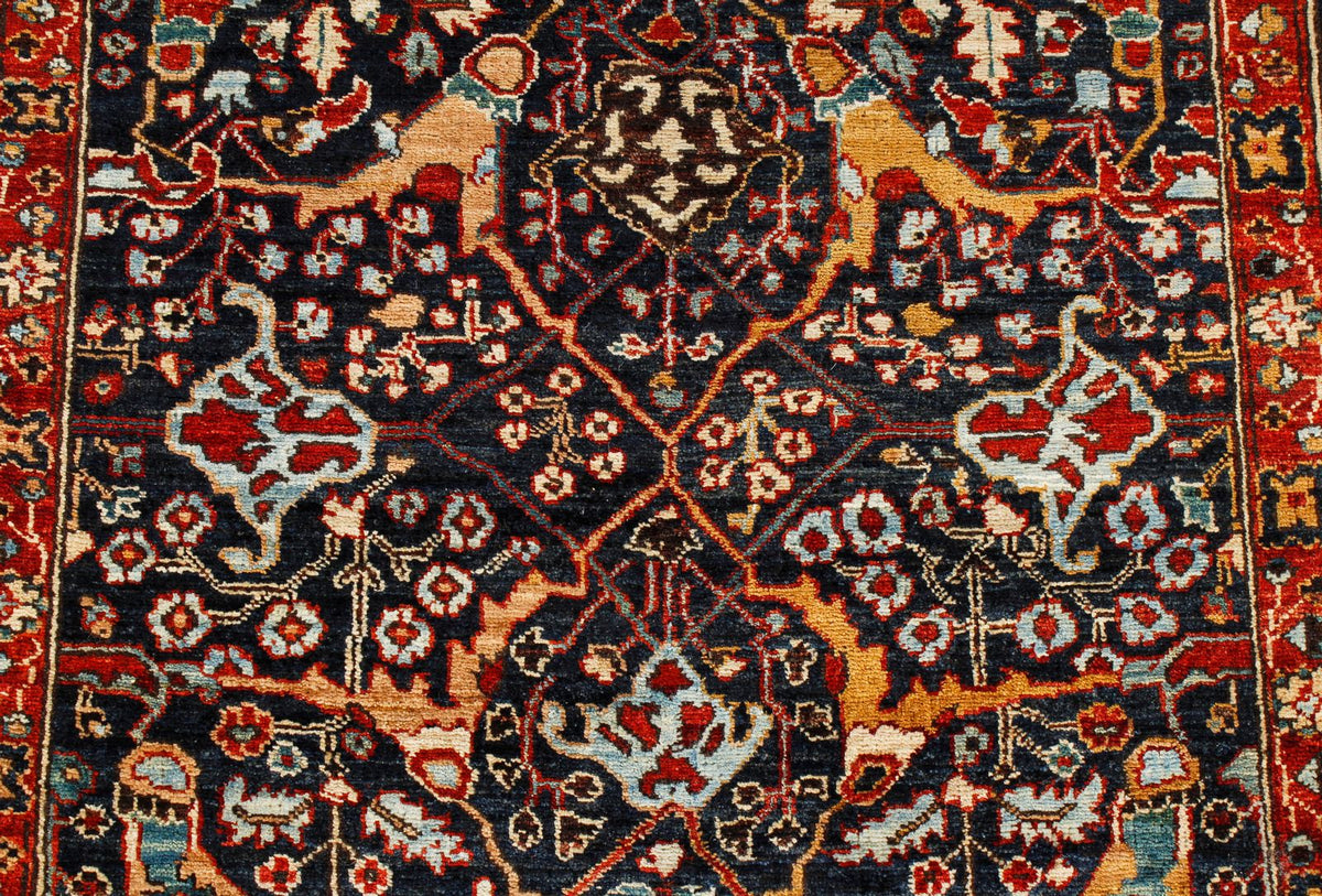 2x7 Navy and Red Anatolian Traditional Runner