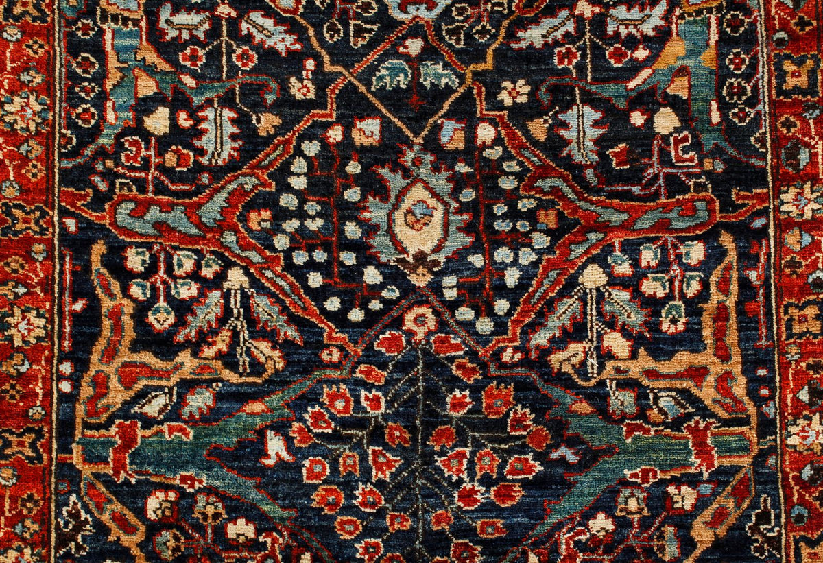 2x7 Navy and Red Anatolian Traditional Runner