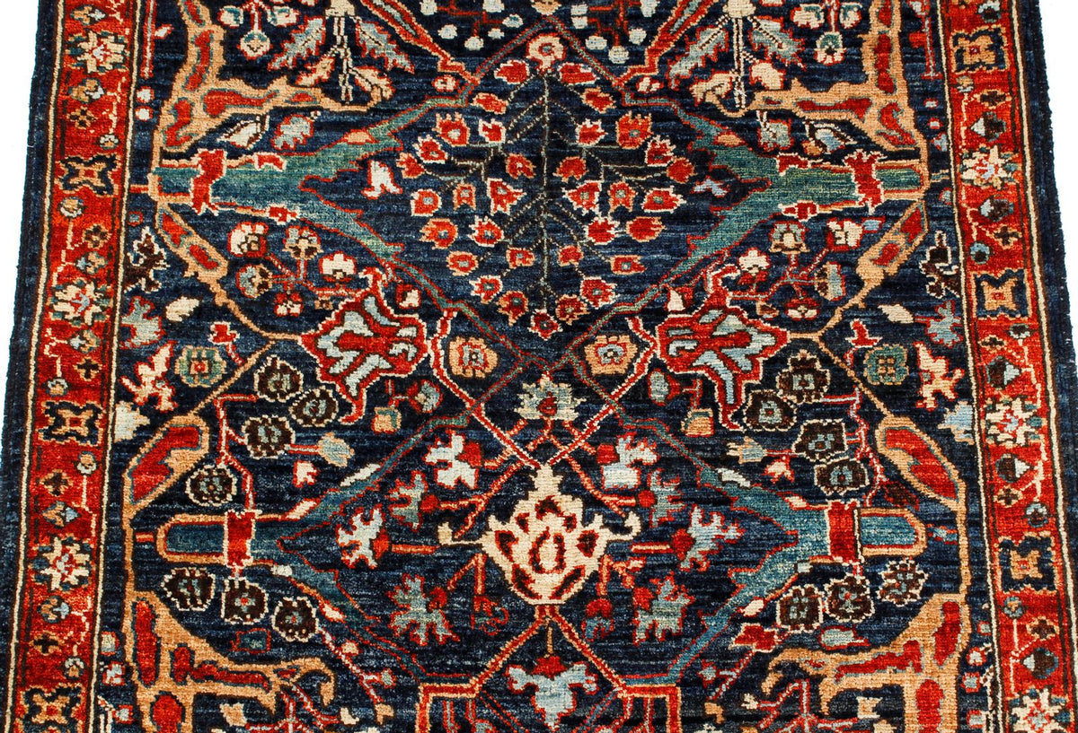 2x7 Navy and Red Anatolian Traditional Runner