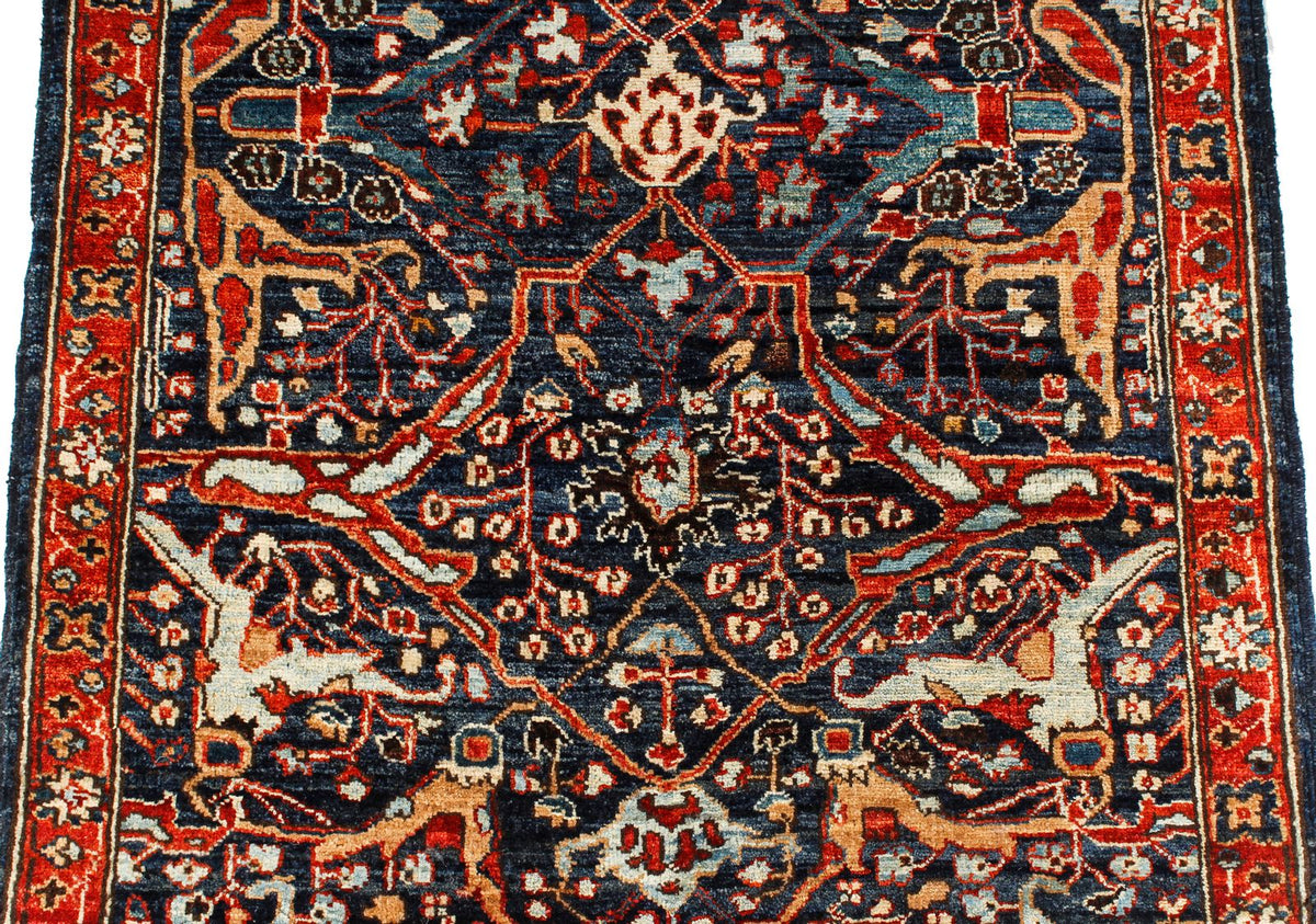 2x7 Navy and Red Anatolian Traditional Runner