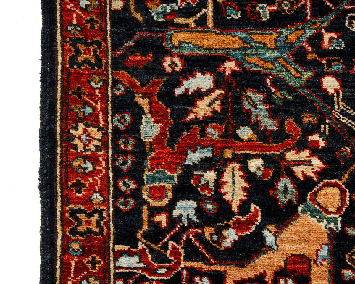 2x7 Navy and Red Anatolian Traditional Runner