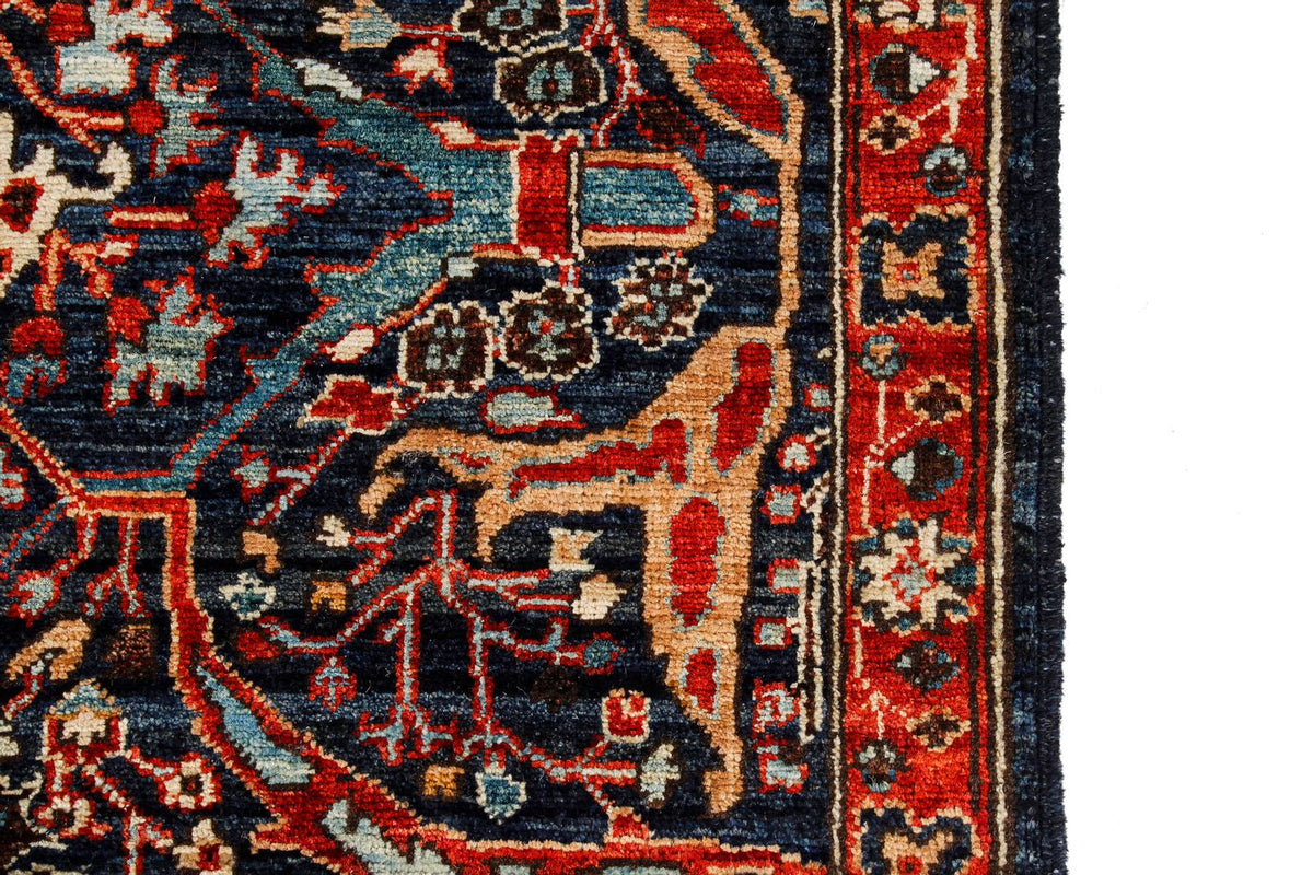 2x7 Navy and Red Anatolian Traditional Runner
