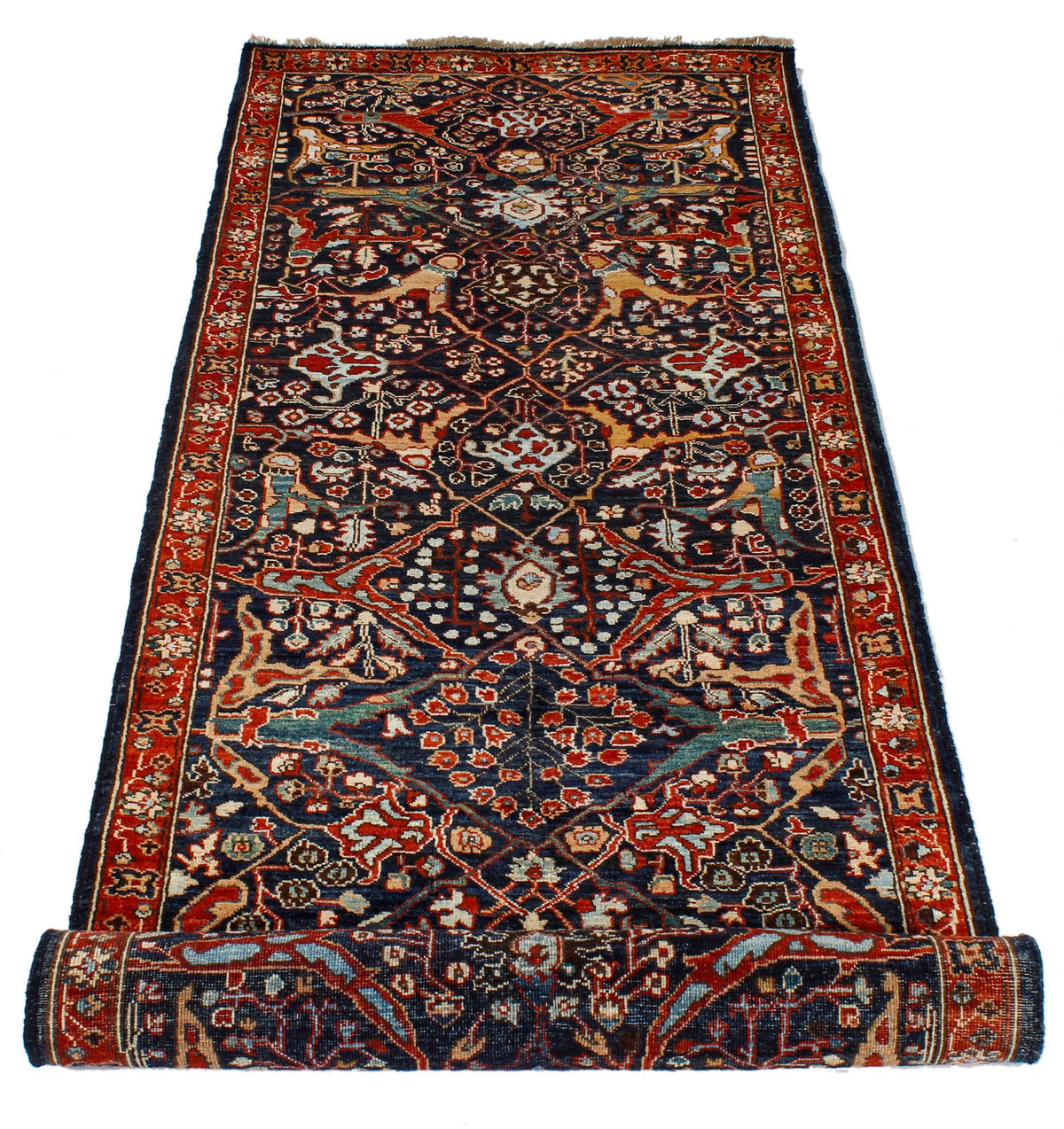 2x7 Navy and Red Anatolian Traditional Runner