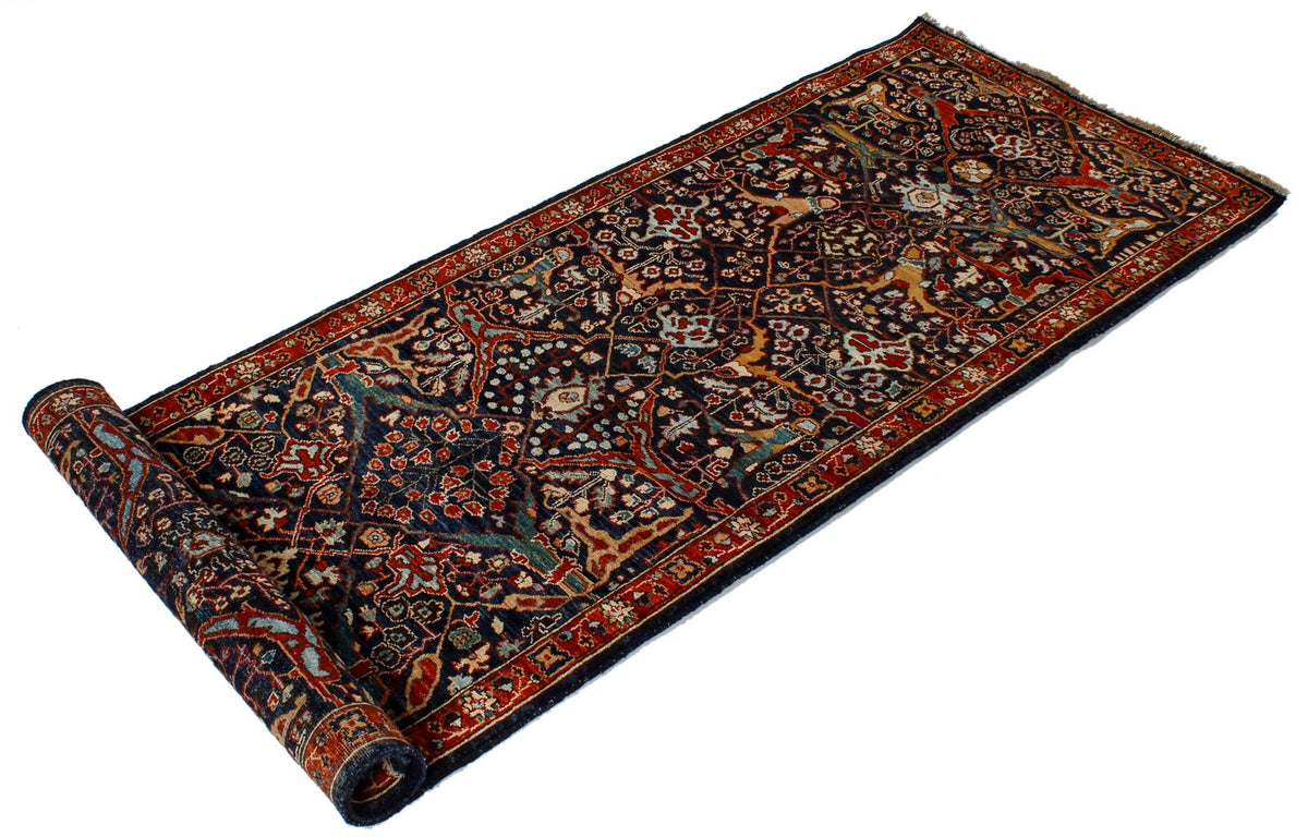 2x7 Navy and Red Anatolian Traditional Runner