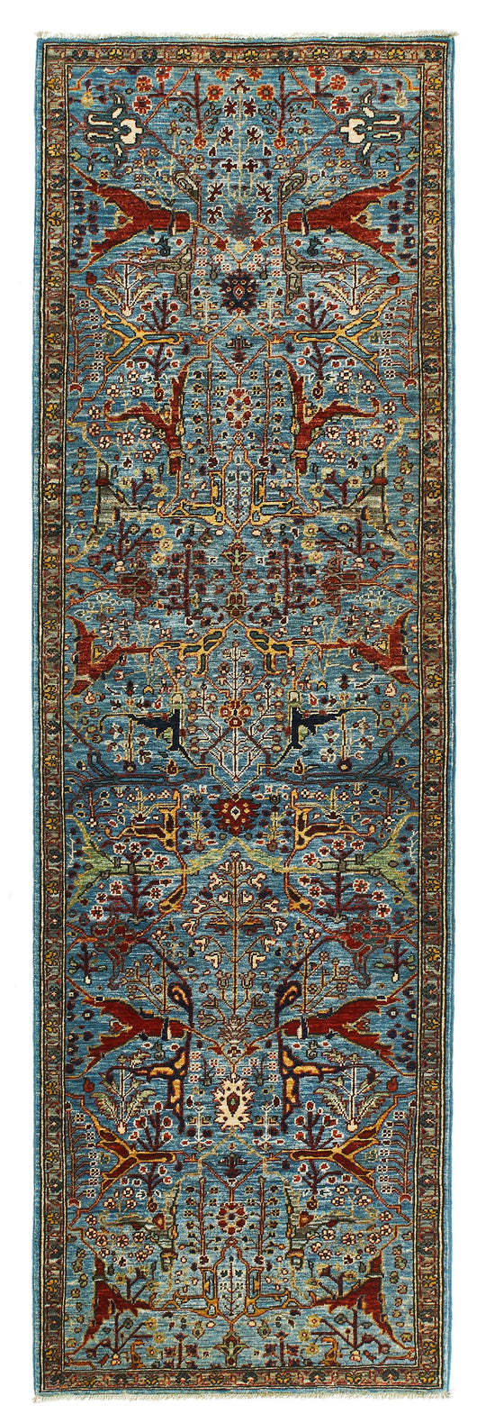 2x8 Light Blue and Multicolor Traditional Runner