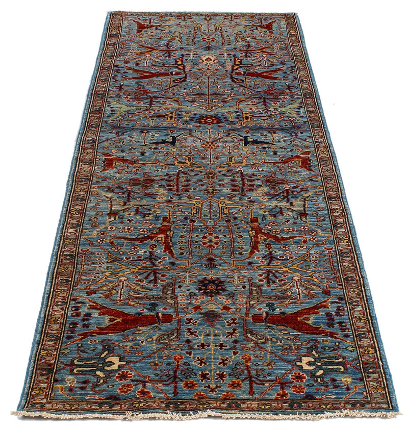 2x8 Light Blue and Multicolor Traditional Runner