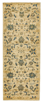 3x7 Ivory and Light Blue Traditional Runner